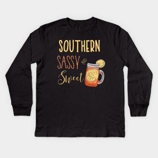 Southern Sassy and Sweet Southern Girl Kids Long Sleeve T-Shirt